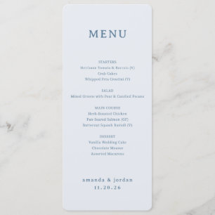 Menu Minimalista Azul Elegante