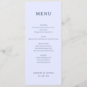 Menu Minimalista Azul Pálido Elegante