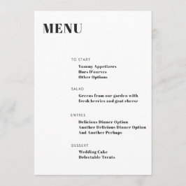 Menu Minimalista Branco da Tipografia Branca