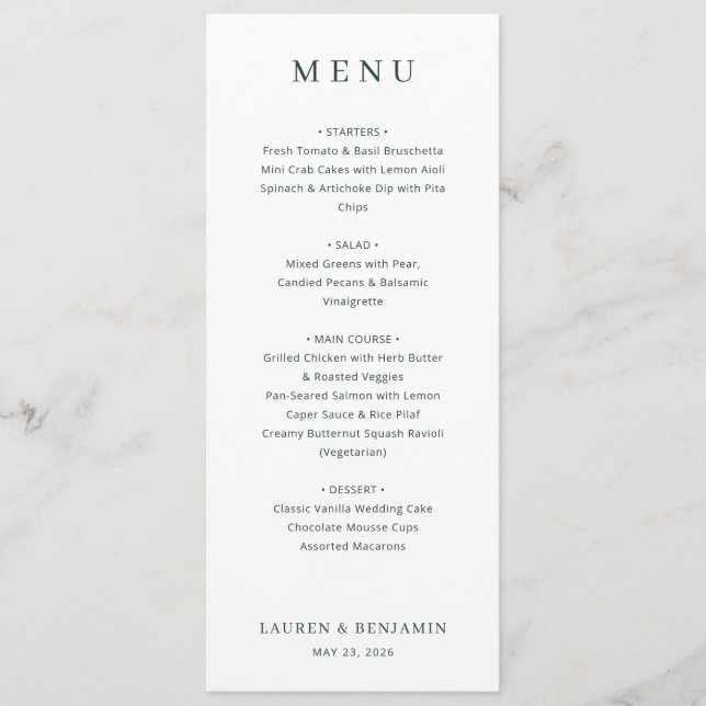 Menu Minimalista Branco Elegante (Frente)