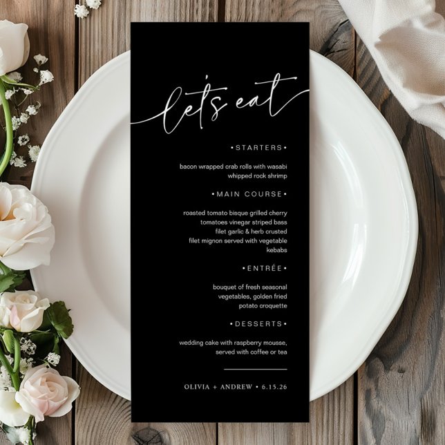 Menu Minimalista e moderno simples | Casamento (Criador carregado)