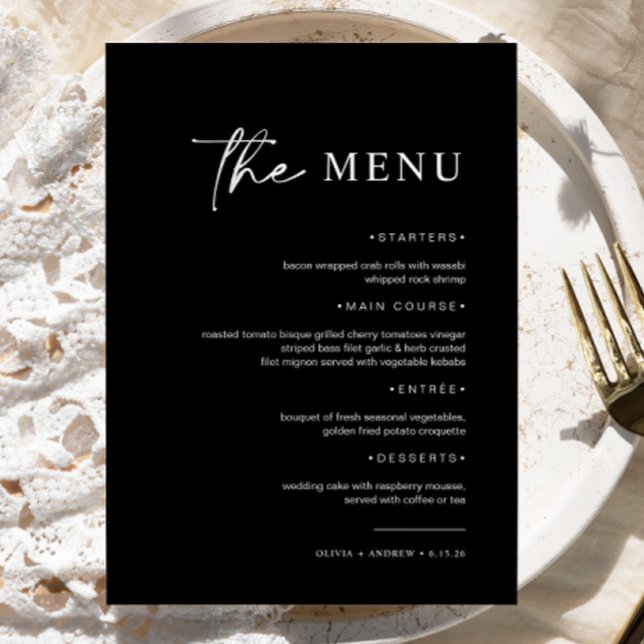 Menu Minimalista e moderno simples | Casamento (Criador carregado)