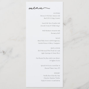 Menu Minimalista Elegante para Jantar Refinado