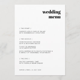 Menu Minimalista Informal | Casamento Moderno Retro Cas
