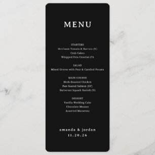 Menu Minimalista Preto Elegante