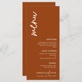Menu Minimalista Terracotta Rust Wedding