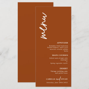 Menu Minimalista Terracotta Rust Wedding