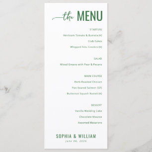 Menu Minimalista Verde Elegante
