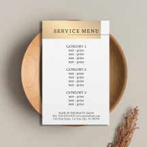 Menu Mínimo de Linha Preta Dourada Preta Preta Pre
