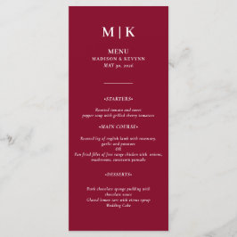 Menu Mínimo e Chic | Borgonha e Casamento Branco