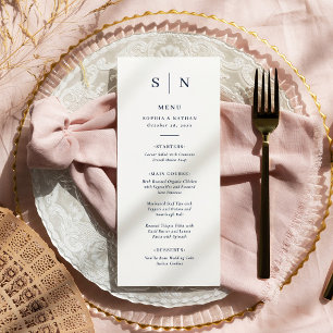 Menu Mínimo e Chic Casamento Azul Branco e Marinho