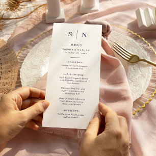 Menu Mínimo e Chic Casamento de púrpura e de branco