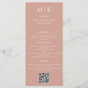 Menu Mínimo e Chic Código QR de Casamento Negro e Bra