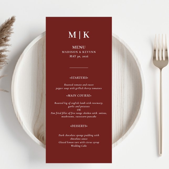 Menu Mínimo e Chic | Orange Terracotta Wedding (Criador carregado)