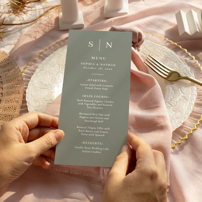 Menu Mínimo e Chic | Sage Green Wedding (A classic sage green menu for your elegant wedding.)