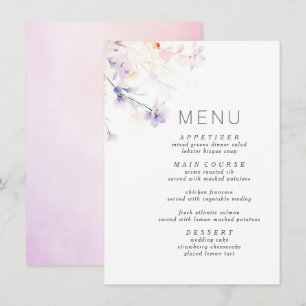 Menu Mínimo Elegante Púrpura e Esbranquiçada