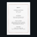 Menu Mínimo Moderno | Casamento de fronteira Dourada Fa<br><div class="desc">Este menu de casamento moderno e elegante apresenta texto preto simples sobre fundo branco,  com uma falso quadro de ouro rosa.</div>