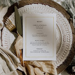 Menu Mínimo Moderno | Casamento Dourado Faux<br><div class="desc">Este moderno e elegante menu de casamento contém um simples texto preto sobre um fundo branco,  com uma falsa estrutura dourada.</div>
