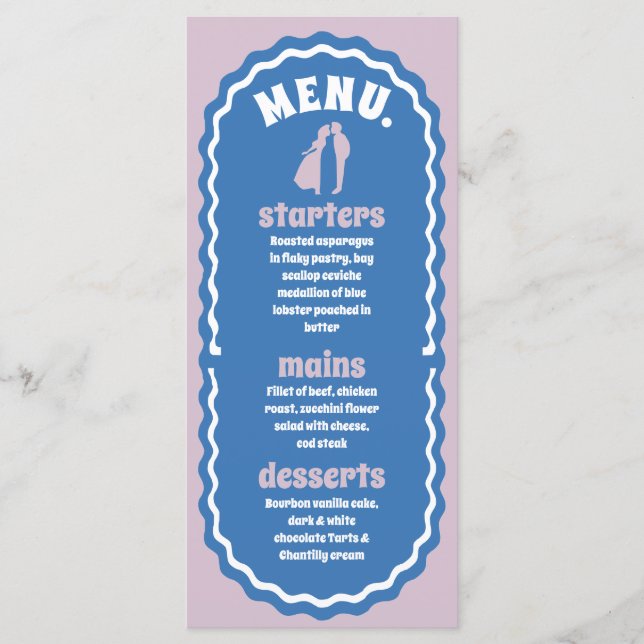 Menu Mínimo Moderno de Arca Azul e Roxo Retroativa (Frente)