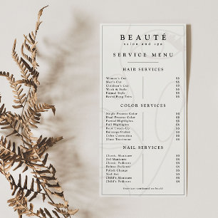 Menu Mínimo Moderno Ivory/Black Salon/Spa