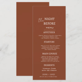 Menu Mínimo Terracotta na Noite Antes do Casamento
