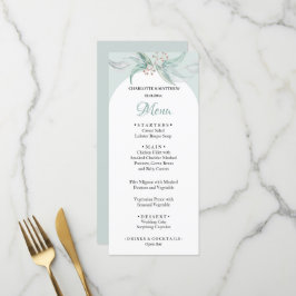 Menu Mint Green Eucalyptus Watercolor, pintado à mão