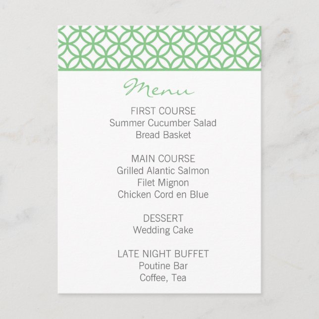 Menu Mint Green Trellis (Frente)