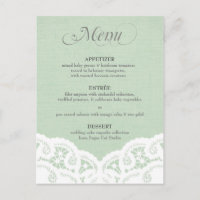 Menu Mint Lace Doily Wedding