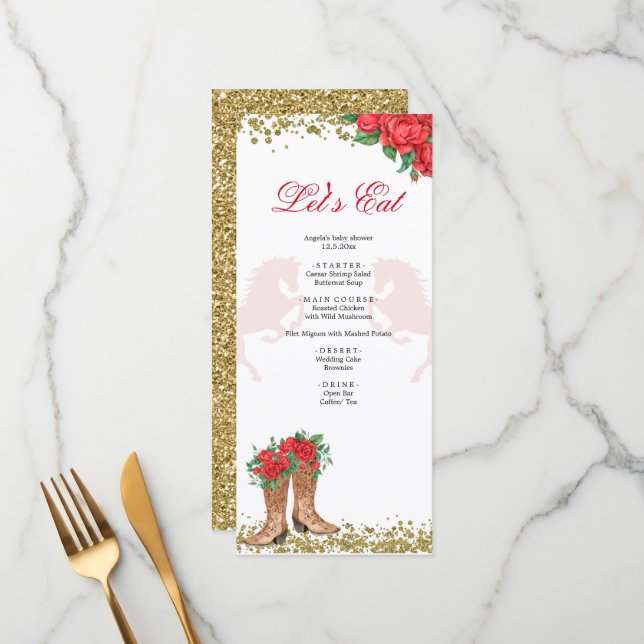 Menu Mis Quince rosa vermelha Mexicano (Frente/Verso In Situ)