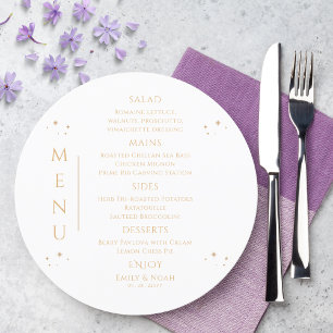 Menu Mística Branca Dourada Sol Lua Estende Casamento E