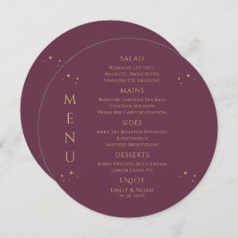 Menu Mística Plum Dourado Sol Lua Solar Estende Casamen