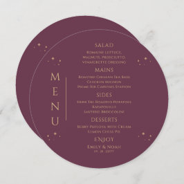 Menu Mística Plum Dourado Sol Lua Solar Estende Casamen