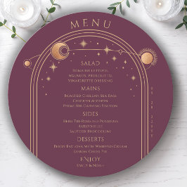 Menu Mística Plum Dourado Sol Lua Solar Estende Casamen