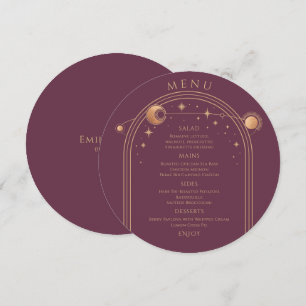 Menu Mística Plum Dourado Sol Lua Solar Estende Casamen