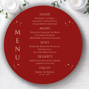 Menu Mística Vermelha Dourada Sol Lua Estende Casamento