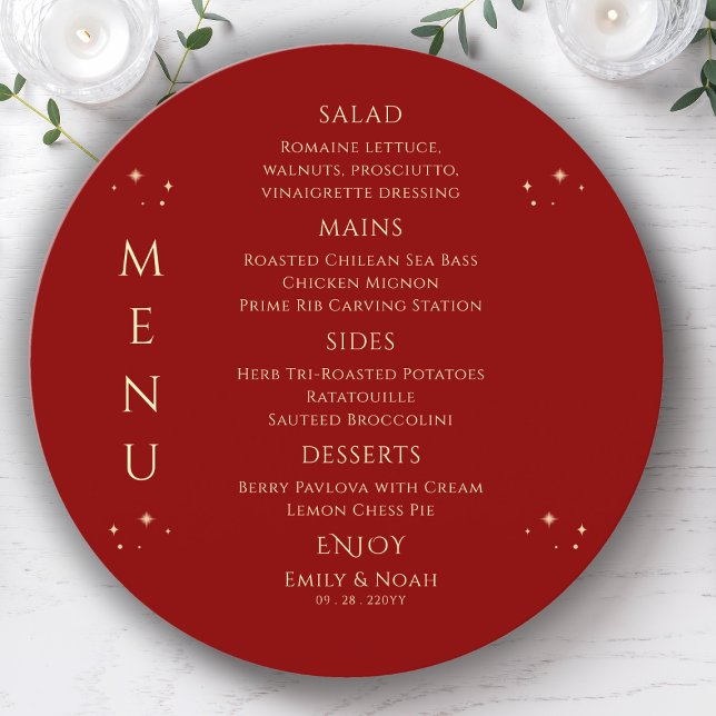 Menu Mística Vermelha Dourada Sol Lua Estende Casamento (Criador carregado)