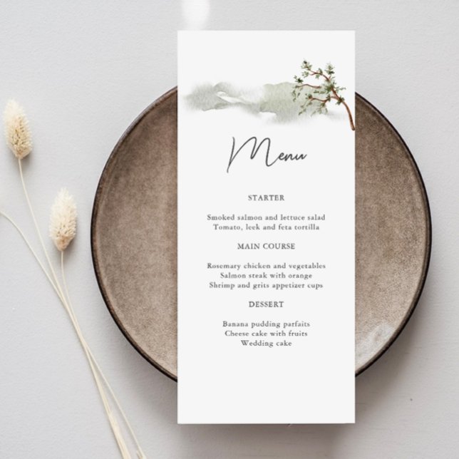 Menu Misty Mountain Pine branch Wedding (Criador carregado)