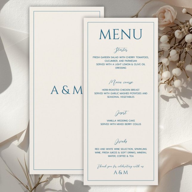 Menu Modern beige blue minimalist wedding (Criador carregado)