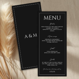 Menu Modern black and white minimalist wedding