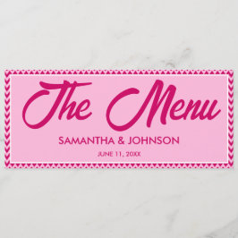 Menu Modern Blush Pink Chevron Stripe Wedding Dinner