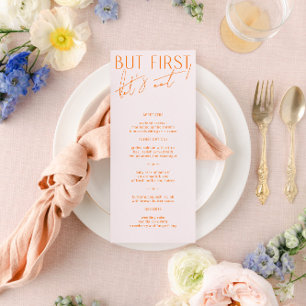 Menu Modern Blush PInk & Vibrant Orange Wedding