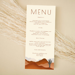 Menu Modern Boho Desert Cactus Wedding