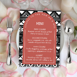 Menu Modern Boho Pattern Wedch Coral