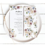 Menu Modern Boho Wedding<br><div class="desc">Chic, moderno e perfeito para casamentos de primavera e verão! Este belo menu de casamento apresenta florais de cor aquática boho pintados à mão em tons de creme, marfim, verde-sábio, burgundy e azul empoeirado. Encontre produtos adicionais na Coleção de Casamentos Florais Modernos de Boho Chic.</div>