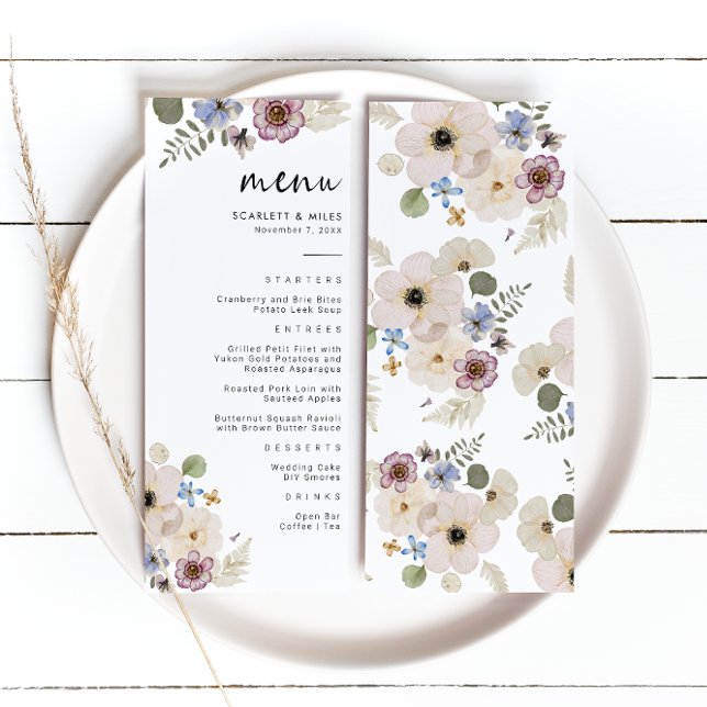 Menu Modern Boho Wedding (Modern Botanical Boho Wedding Menu by Painted Paperie
)