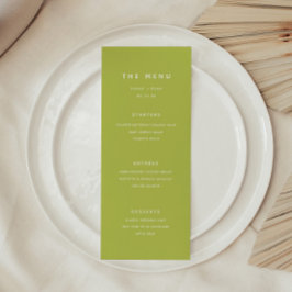 Menu Modern Bright Lime Green Wedding
