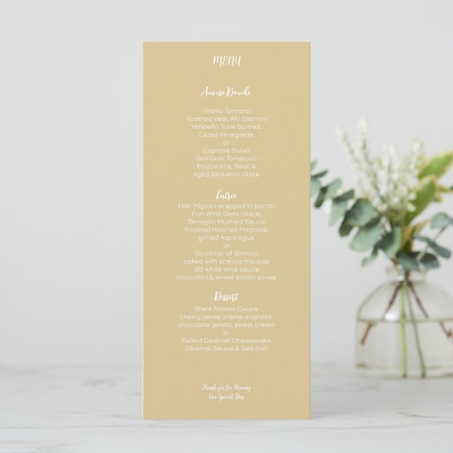 Menu Modern Cashmere Wedding (Em pé/Frente)