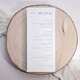 Menu Modern Dusty Blue Minimalist Handwriting Wedding
