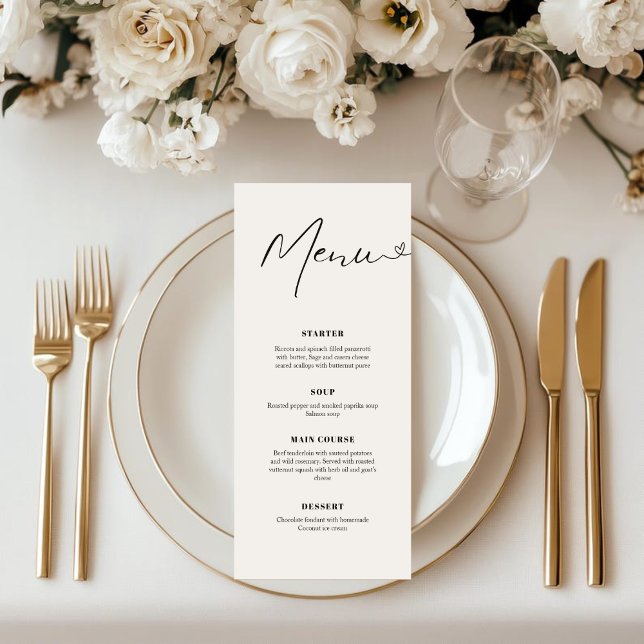 Menu Modern Elegant Handwriting Wedding Dinner  (Criador carregado)
