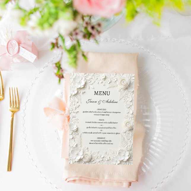 Menu Modern Luxury Floral Wedding  (Criador carregado)